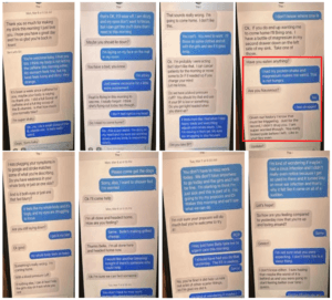 screenshots of text messages