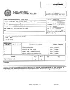 Evidence sheet detailing receipt of clothing and GSR kit
