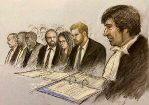 court sketch of Prince Harry