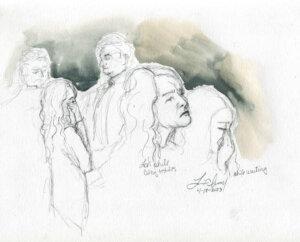Courtroom sketch of lori vallow daybell and her attorneys