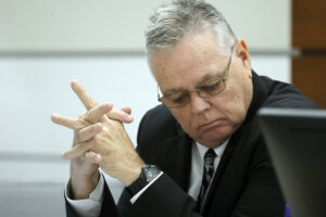 Scot Peterson sits in court during his trial.
