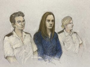 courtroom sketch of lucy letby