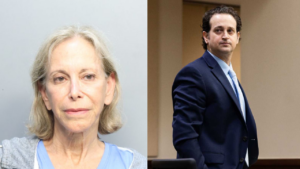 Splitscreen of donna adelson and charlie adelson