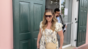 Lindsay Shiver arrives at court in the Bahamas