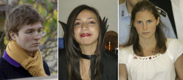 combo images of parties in amanda knox case