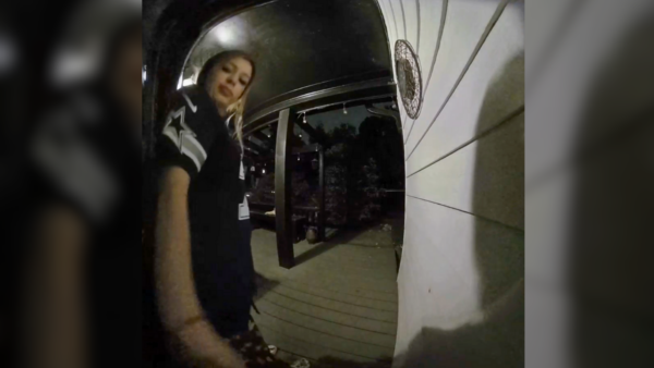 doorbell camera of teen leaving house at night