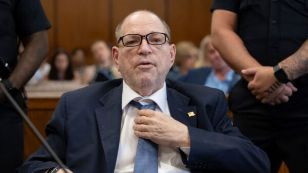 Harvey Weinstein appears for a pretrial hearing in Manhattan criminal court, Friday, July 19, 2024, in New York. The former Hollywood movie mogul appeared Friday ahead of a planned retrial on rape and sexual assault charges. (Adam Gray/Pool Photo via AP)