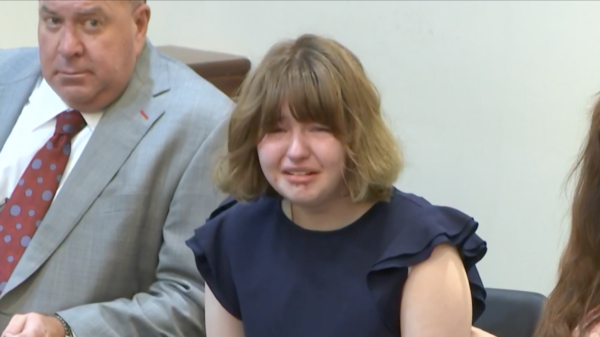 girl cries in court