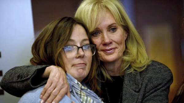 Alexandra Eckersley hugs her mother, Nancy Eckersley