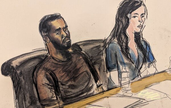 a sketch shows Sean 'Diddy' Combs in court