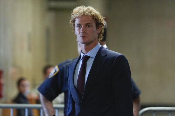 Daniel Penny looking at camera in court