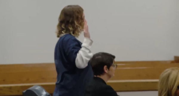 Alissa McCommon stands in court