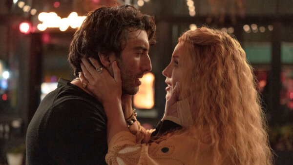 Justin Baldoni, left, and Blake Lively in a scene from "It Ends With Us."
