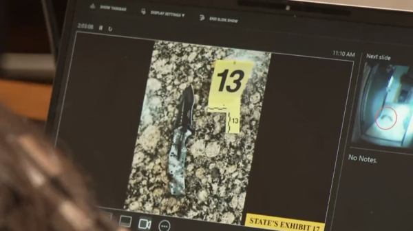 knife with crime scene marker