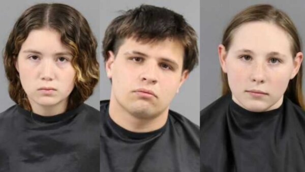 booking photos of Valerie Tippett, Brandon Barnes and Kendall Mims