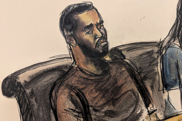 sketch of Sean 'Diddy' Combs in court