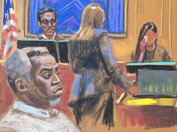 Sean "Diddy" Combs looks on as accuser "Jane" is questioned