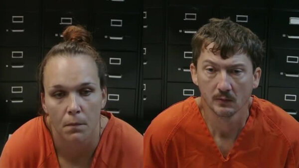 Felicia Gross (L) and Joshua Gross (R) appear in court via video
