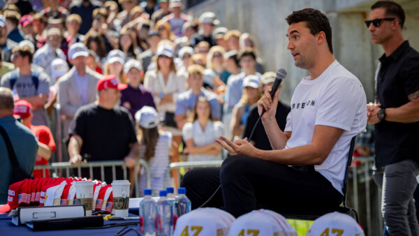Charlie Kirk speaks to crowd