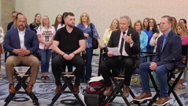 Vinnie Politan, Colby Ryan, Ray Hermosillo and Nate Eaton at Crimecon panel.