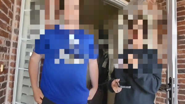 blurred face of teen as he's arrested