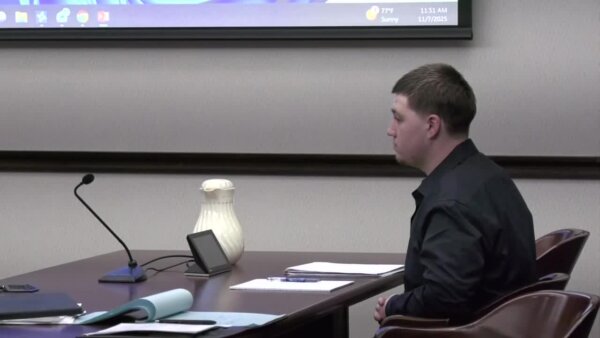 Uriah Urick sits in court at his murder trial.