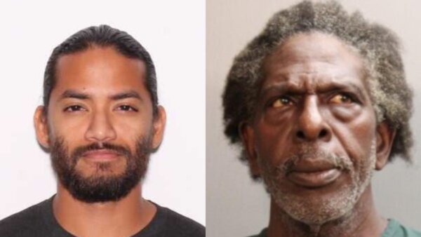 booking photos of Mario Fernandez Saldana and Henry Tenon