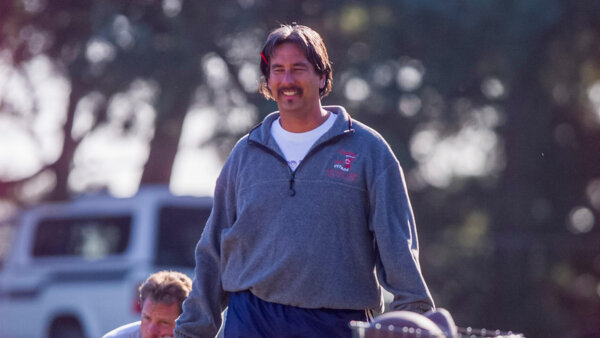 Coach John Beam during football practice