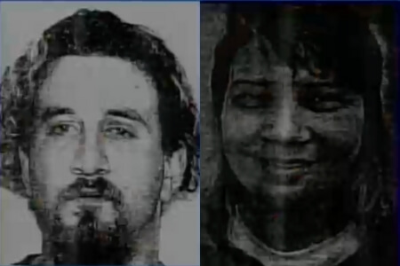 black-and-white photos of Tricia Nordman and Andrew Cataldi