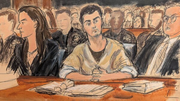 sketch of luigi mangione in court