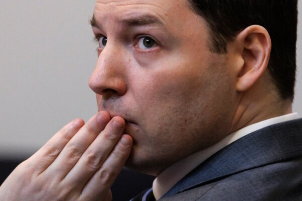 Brendan Banfield looks on during his double murder trial