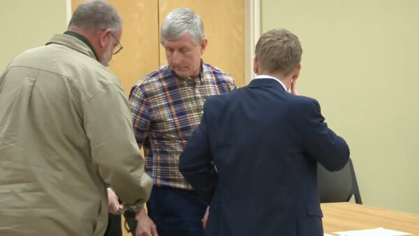 Jeffrey Spence is put in handcuffs after he's found guilty of murder