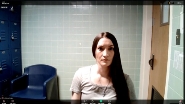 Lindsay Clancy appears via zoom at a hearing