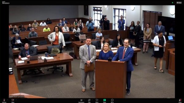 Laken Snelling stands in court