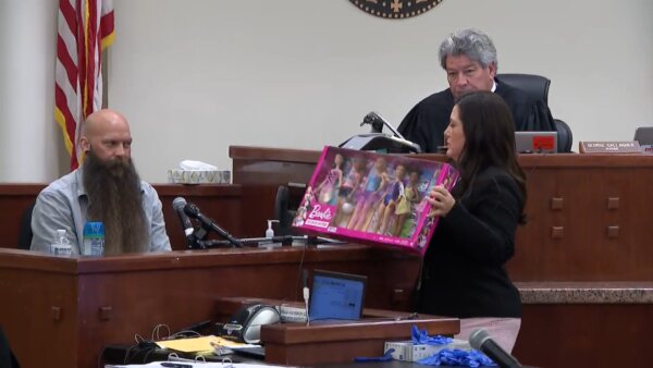 Prosecutor holds up barbies in court