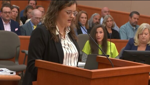 Kouri Richins is visible making a face during Katie Richins' victim impact statement.
